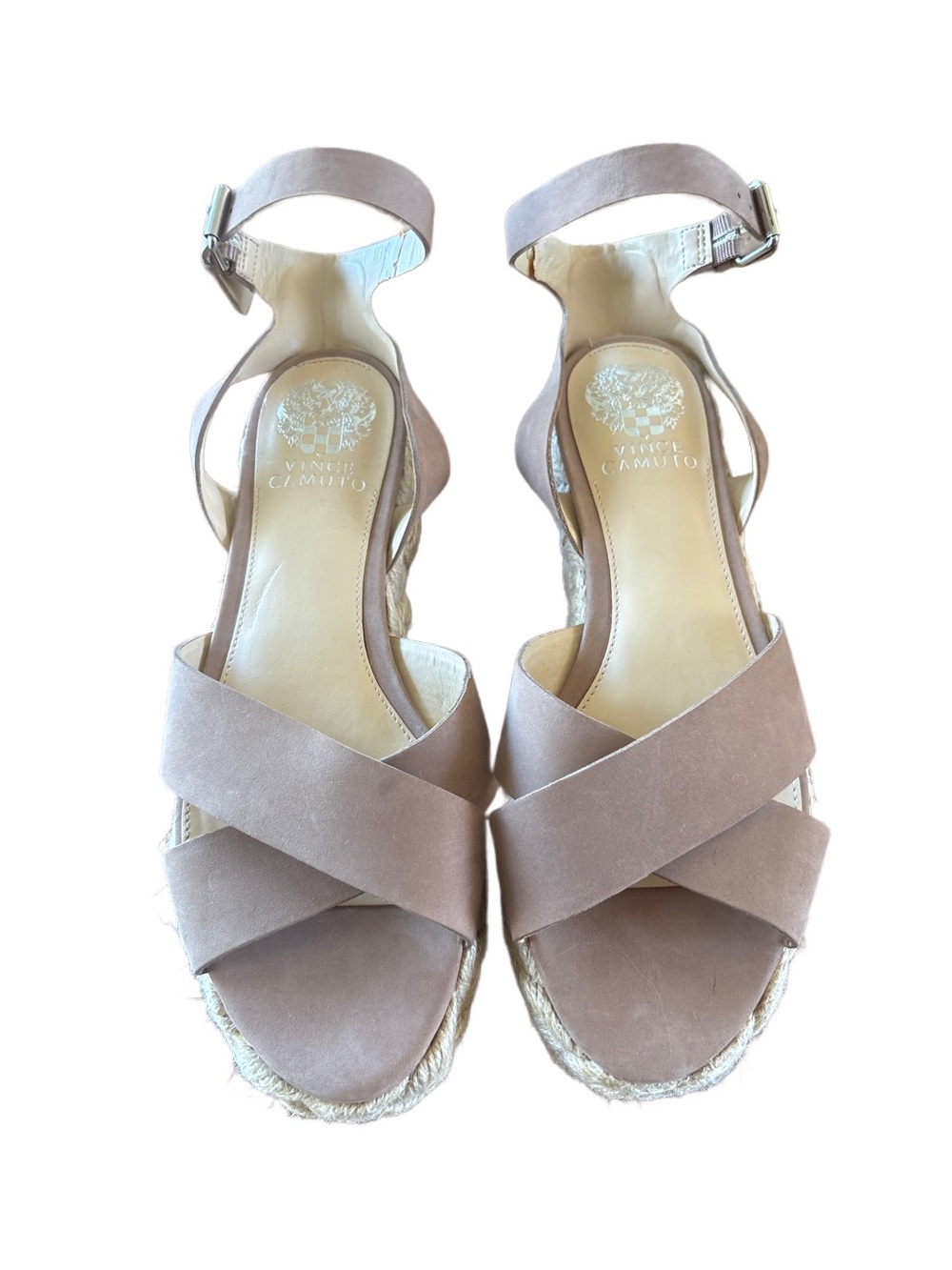 Vince Camuto Taupe Crisscross Espadrille Wedges Size 85